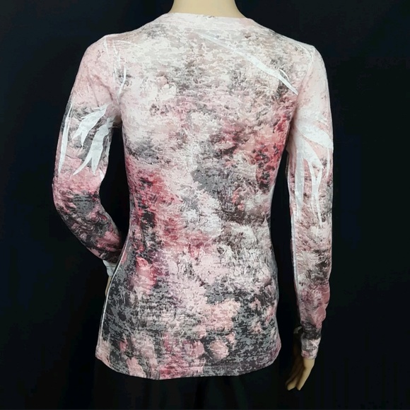 Maurices Sz M Blouse Burnout Tee Pink Long Sleeve - Picture 3 of 8